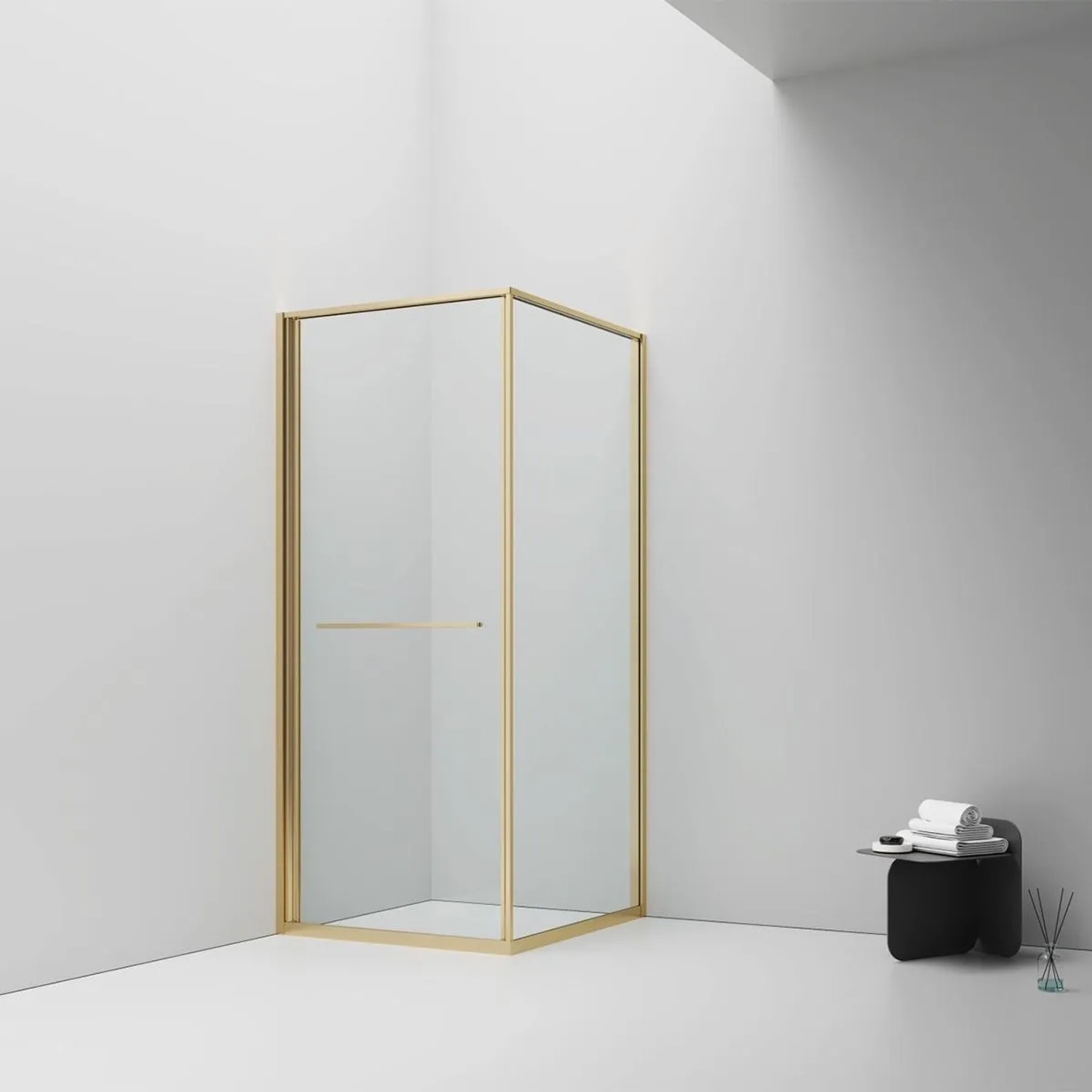 Belvit Duschkabine 90x90 cm Schiebetür Nach Innen Öffnend Sicherheitsglas 6 mm Anti Kalk Platzsparend Reversibel Klargla...