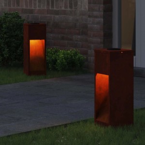vidaXL Solar LED Wegeleuchte 2 Stk Bronze Wetterfeststahl 879715