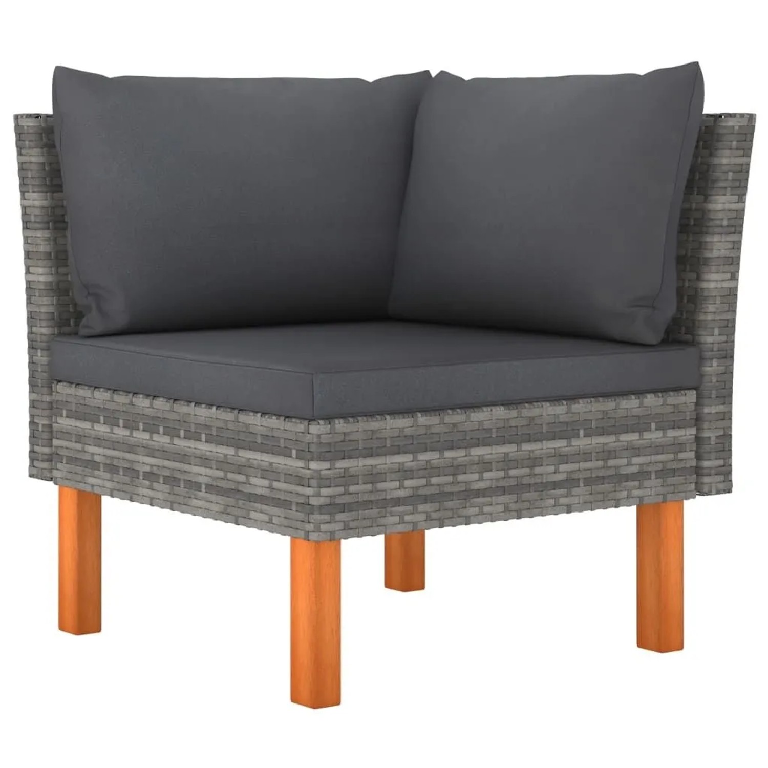 vidaXL Ecksofa Poly Rattan und Eukalyptus Massivholz 315754