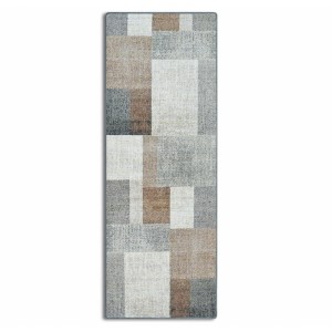 KARAT Teppichläufer Lucano Braun, moderner Wohnteppich mit Quadrate-Muster, 80x100 cm.