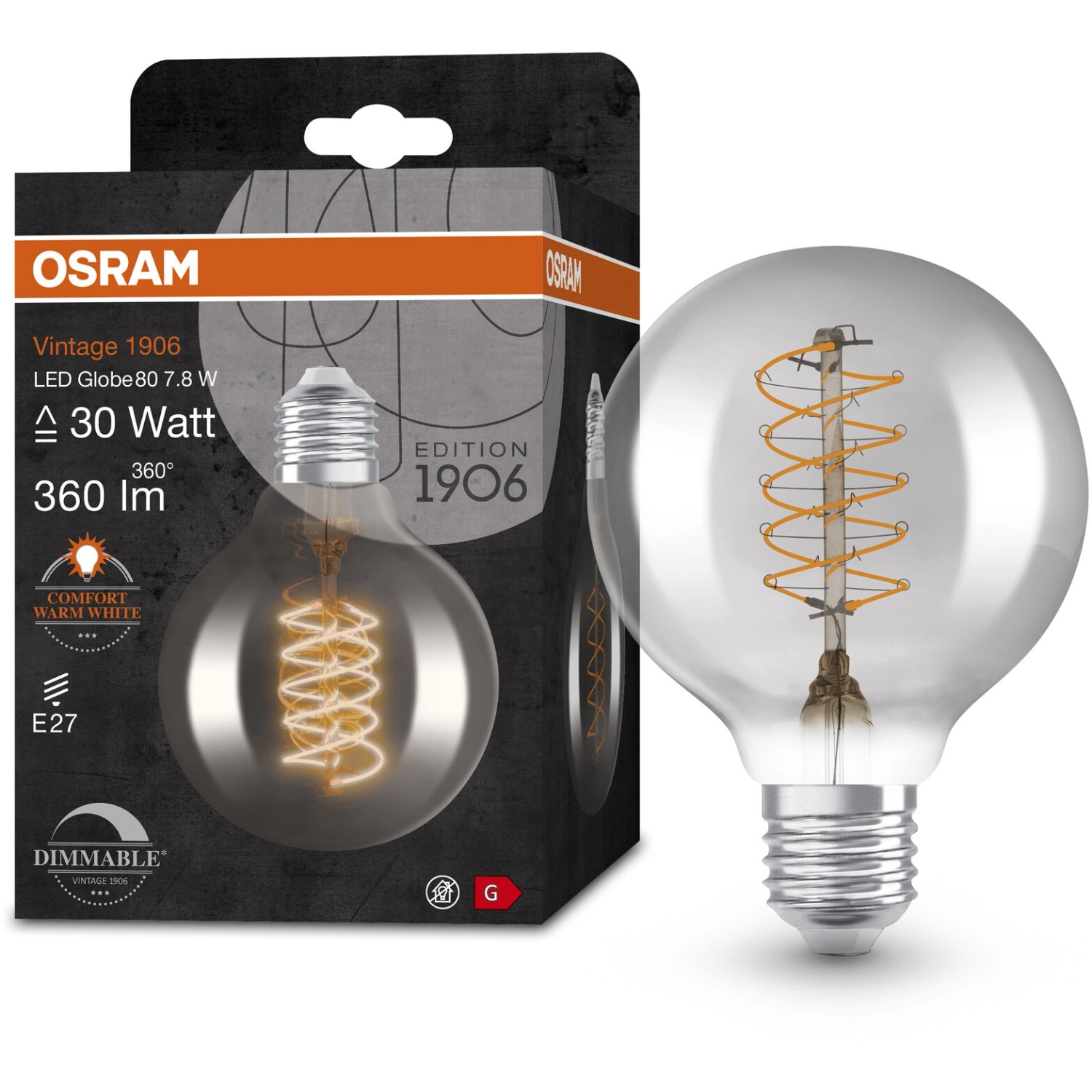 Osram LED-Leuchtmittel E27 Globeform 7,8 W Extrawarm 360 lm 12 x 8 cm ...