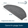 Graue, halbrunde Beautissu Treppenstufenmatte ProStair, 55x15cm.