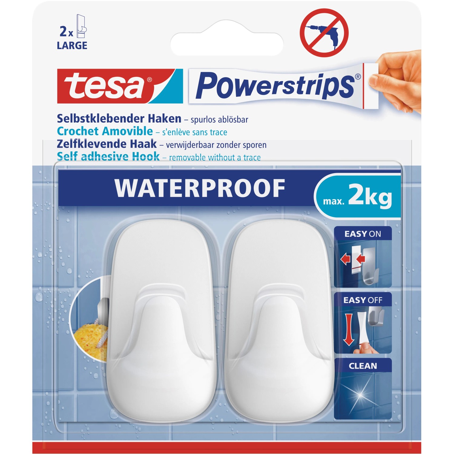 Tesa Haken ohne bohren Powerstrips Large wasserfest Kunststoff 2er Set kaufen bei OBI