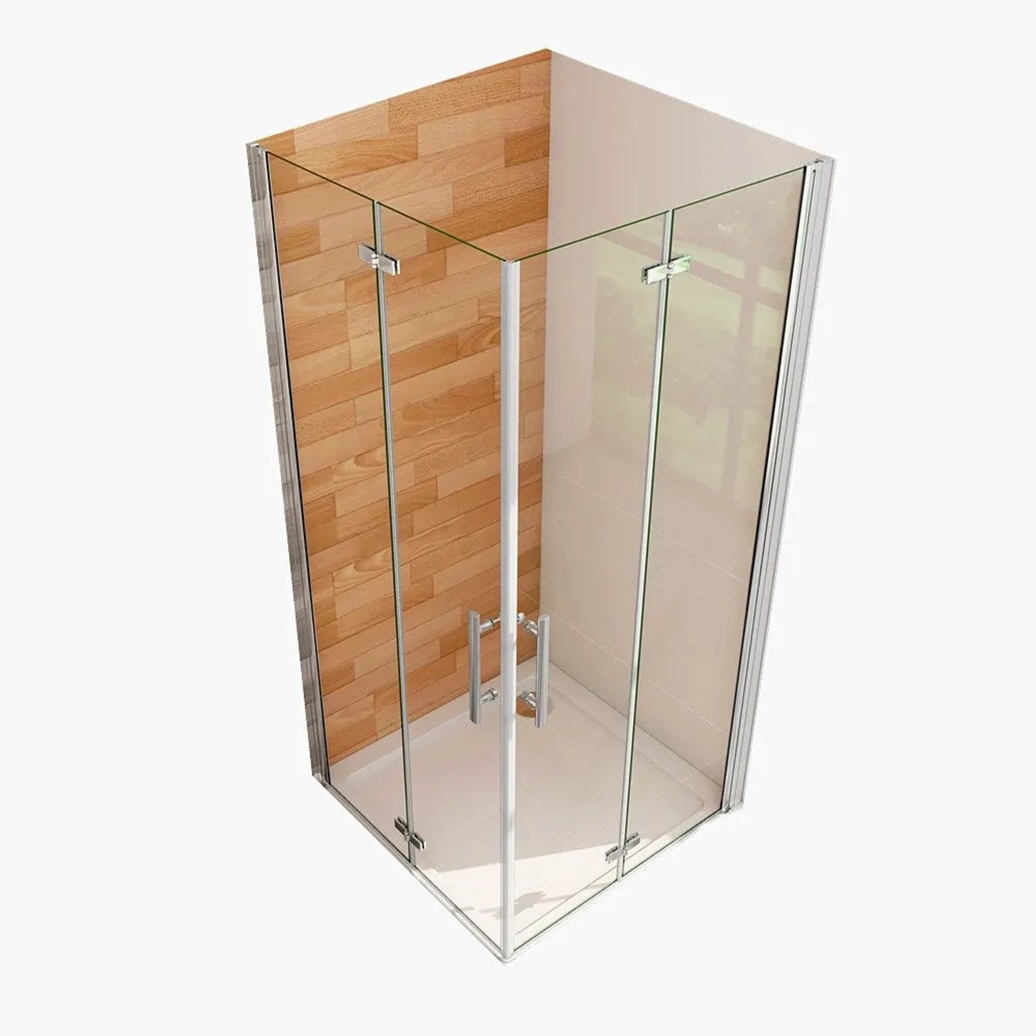 Duschparadies Duschkabine Eckeinstieg 110 x 100 x 195cm Falttürx2 Hochglanz Verchromt Pendeltür 6mm Nano Glas Dusche