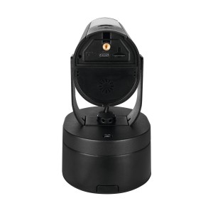 Schwarze Abus WLAN Außenkamera PPIC46520 mit Halterung und Anschlüssen für Überwachung.