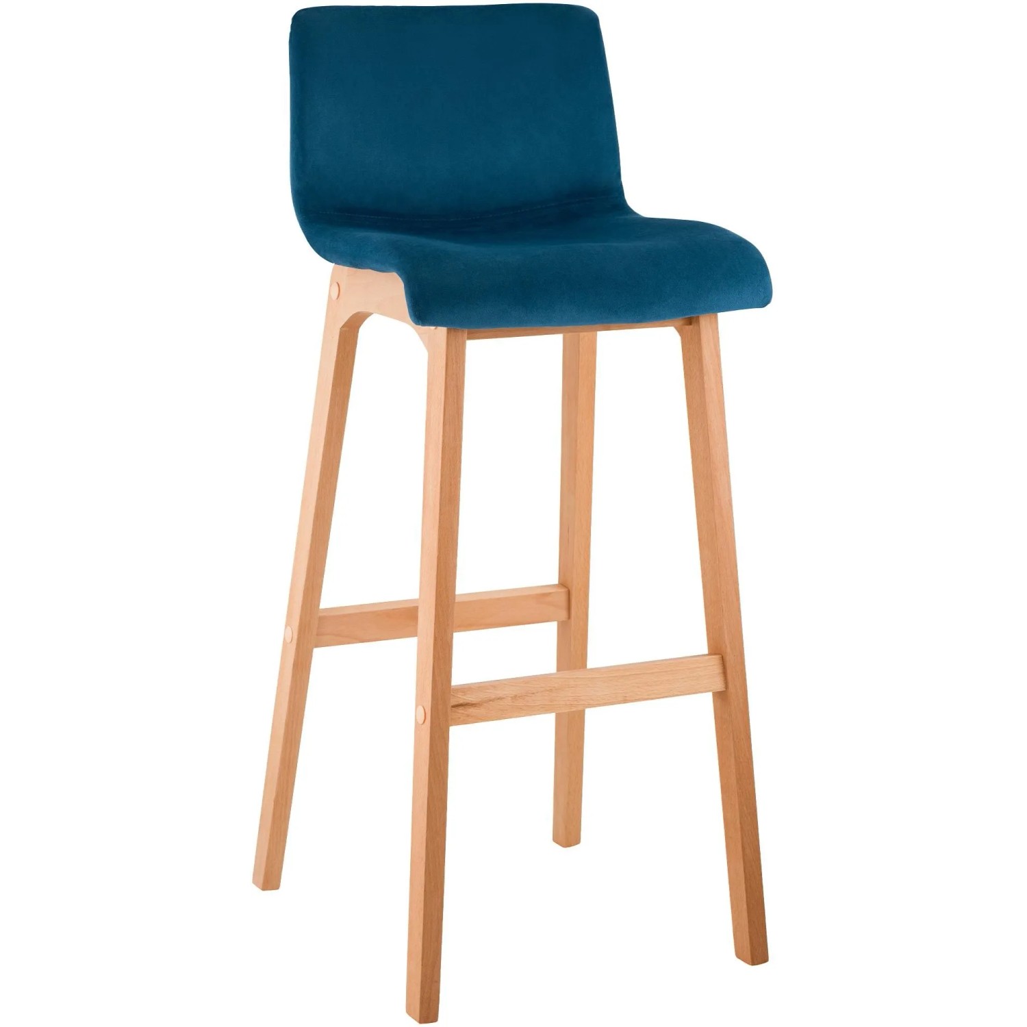 DELUKE Barhocker TENAR Samt Blau 41x46x101cm Braun Barstuhl Mit Lehne Tresenhocker Tresenstuhl