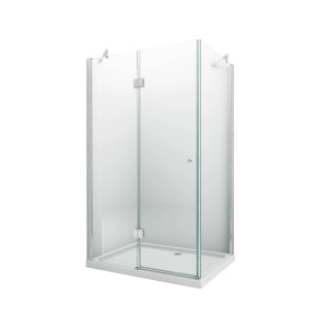 Glasdeals Duschkabine NOVUM, 120x80x195 cm, mit ESG Glas und Rahmen in Silber.