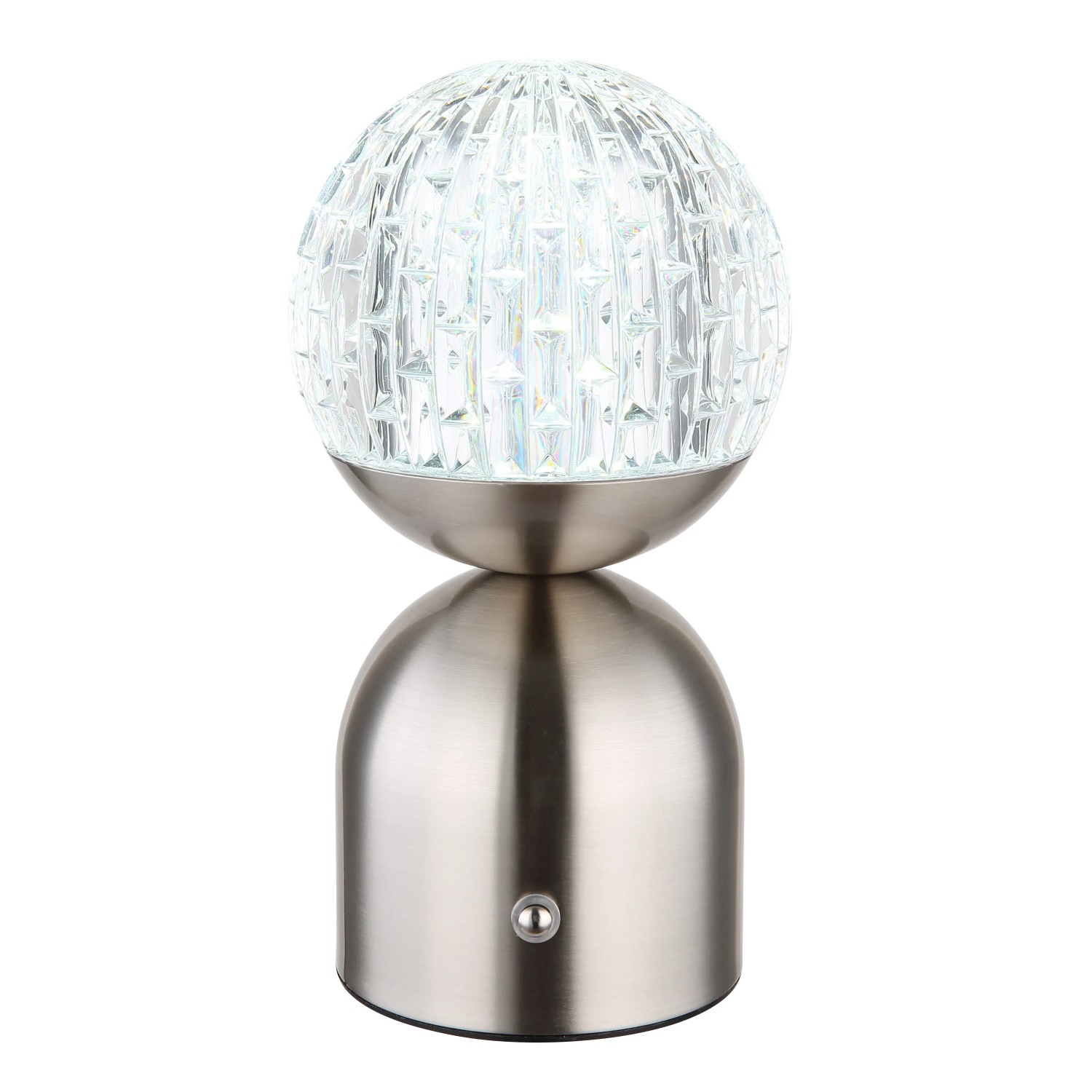 Globo Tischleuchte Julsy, Nickel matt, 20 cm, mit Kristall-Effekt. LED-Tischleuchte für stimmungsvolles Licht.