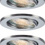 3er-Set LED-Einbauleuchten 86R in Chromfarben. Metallgehäuse, warmweißes Licht.