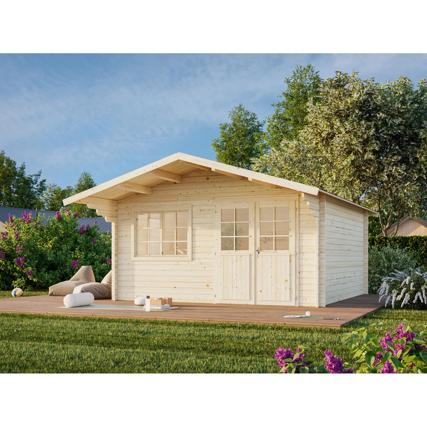 Palmako Gartenhaus Britta 426 x 426 cm Lackiert Hellgrau-Anthrazit FSC® günstig online kaufen