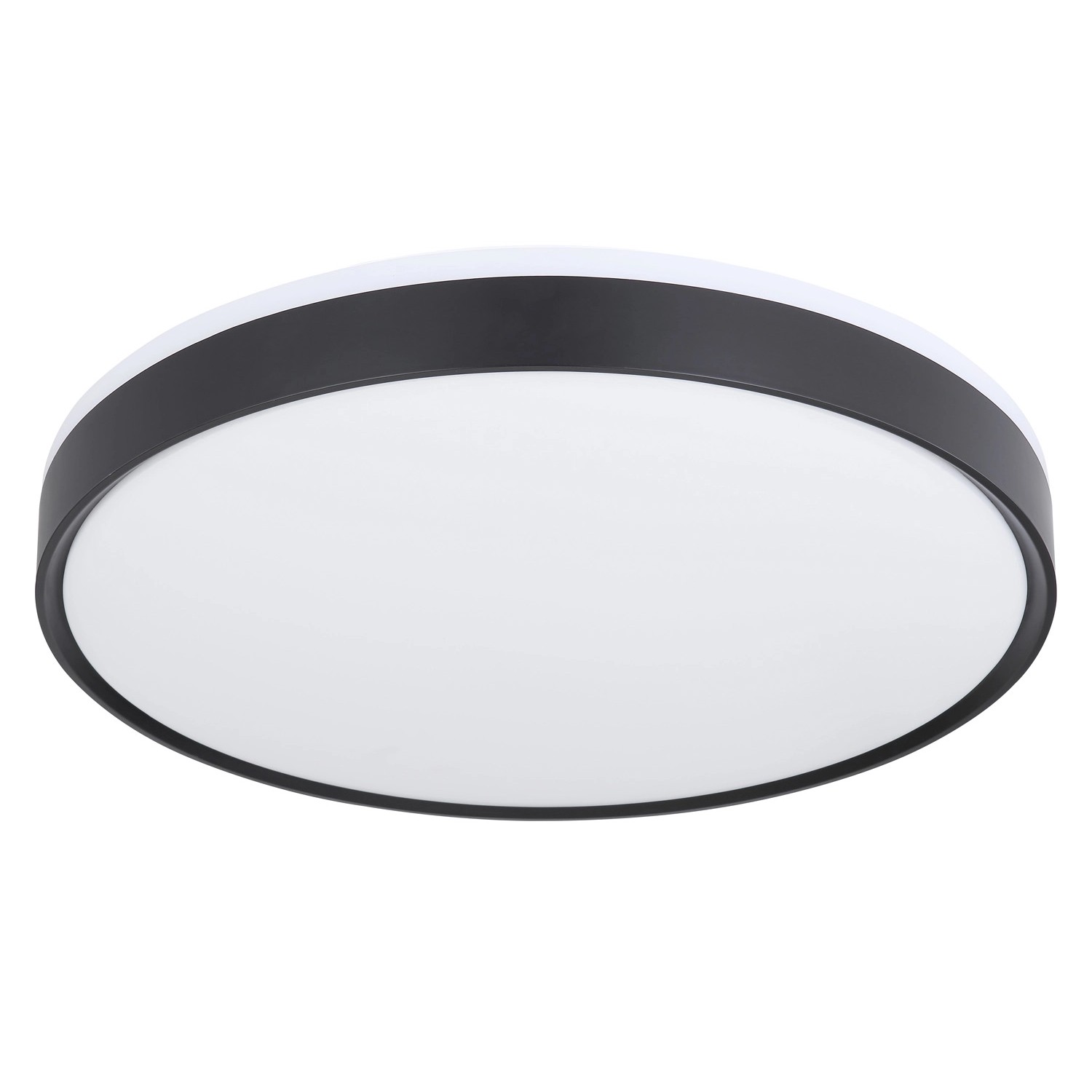 Runde LED-Deckenleuchte Sonny in Schwarz/Weiß, Ø 49 cm. Dimmbar mit Fernbedienung.