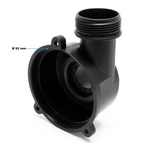 Schwarzes Sunsun Pumpengehäuse für Poolfilteranlage mit Ø 92 mm Öffnung und Gewindeanschluss. Ersatzteil für Schwimmbadpumpe.