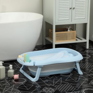 AIYAPLAY Babywanne, hellblau, faltbar mit Stütze. Ideal für Babys von 0-3 Jahren.