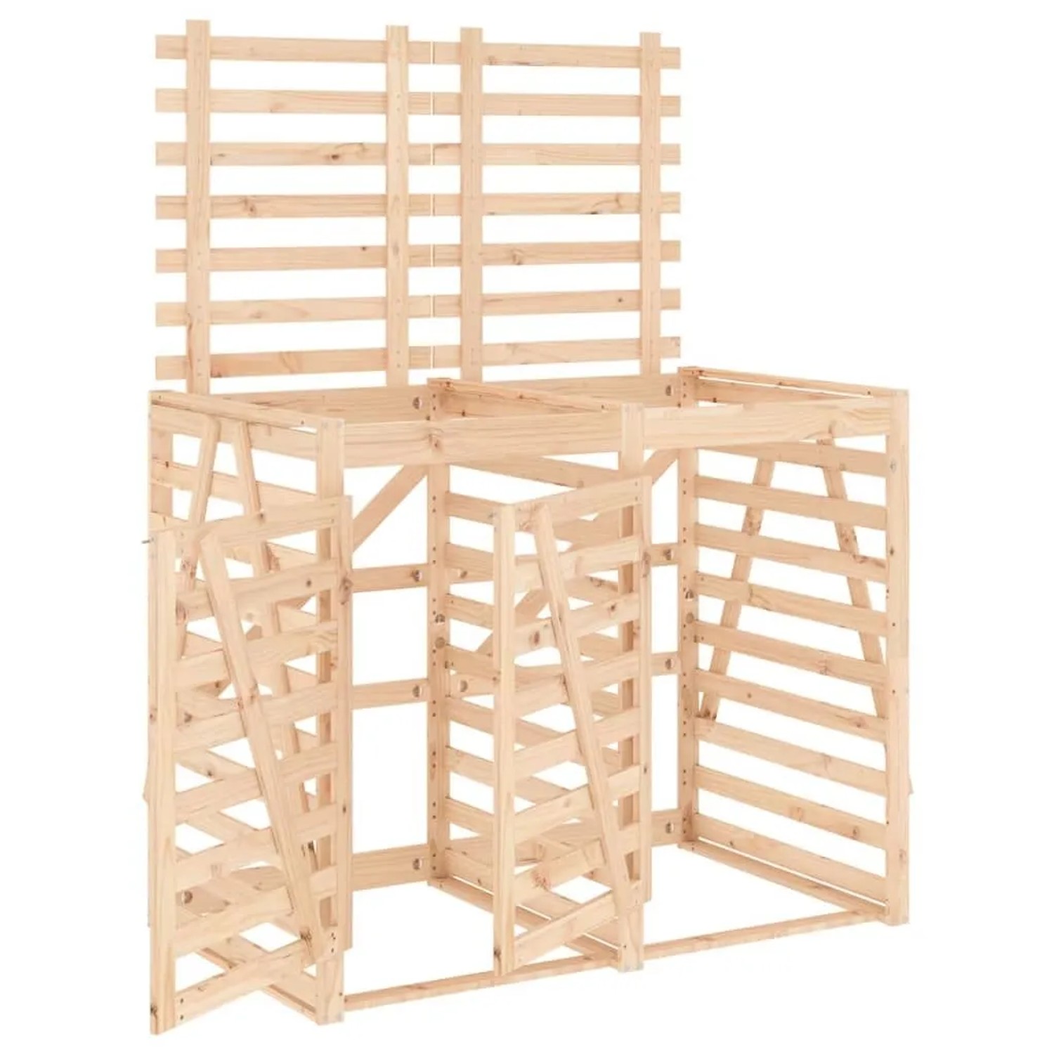 DELUKE 2er Mülltonnenbox Kiefernholz BOUMI 162x91,5x128,5cm Natur Mülltonnenverkleidung Für 2 Tonnen Müllbox Aus Holz