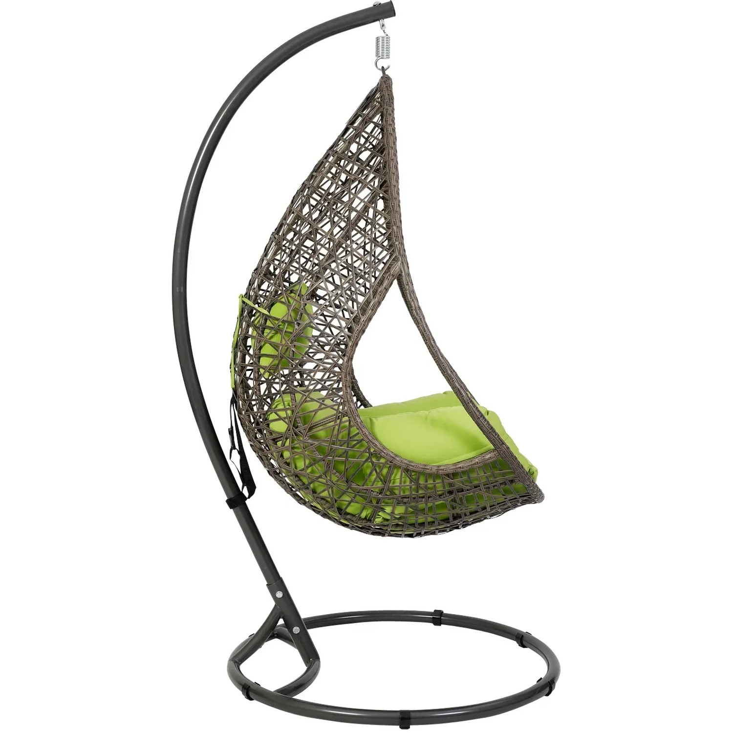 Garten Hängesessel Pinamar aus Polyrattan mit Gestell, mit Kissen Braun-Grün kaufen bei OBI