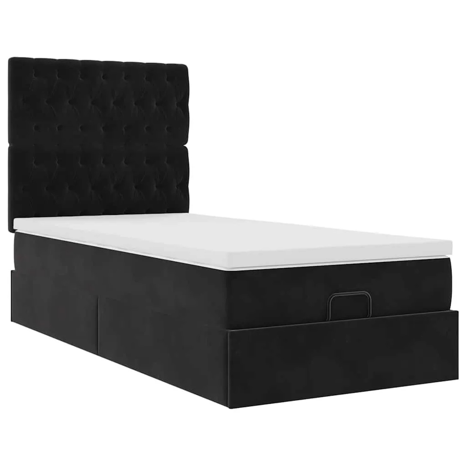 vidaXL Ottoman-Bett mit Matratzen und LEDs Schwarz 90x200 cm Samt 3314368