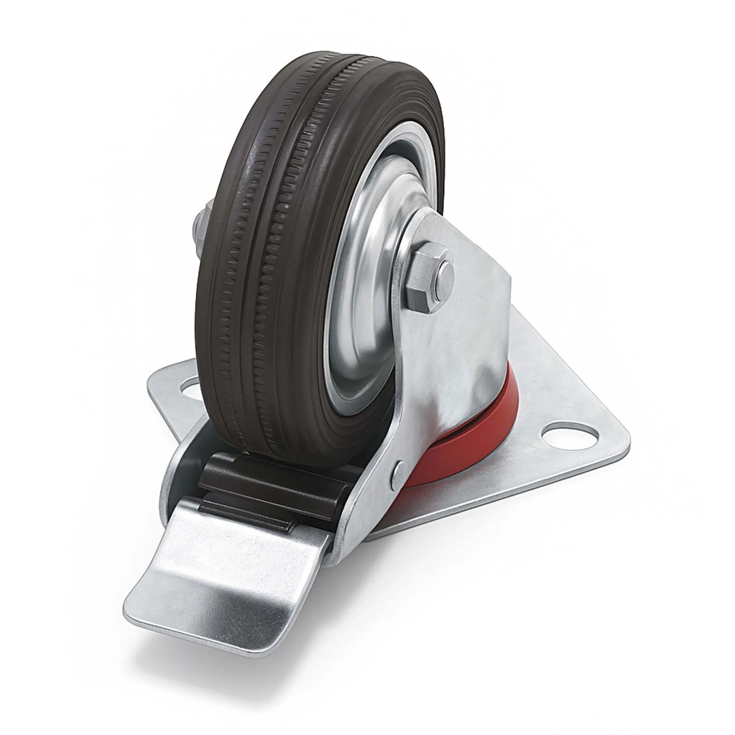 Wiltec Doppelstopp-Lenkrolle Set 4X Vollgummirad 75Mm 50Kg Transportrollen_3