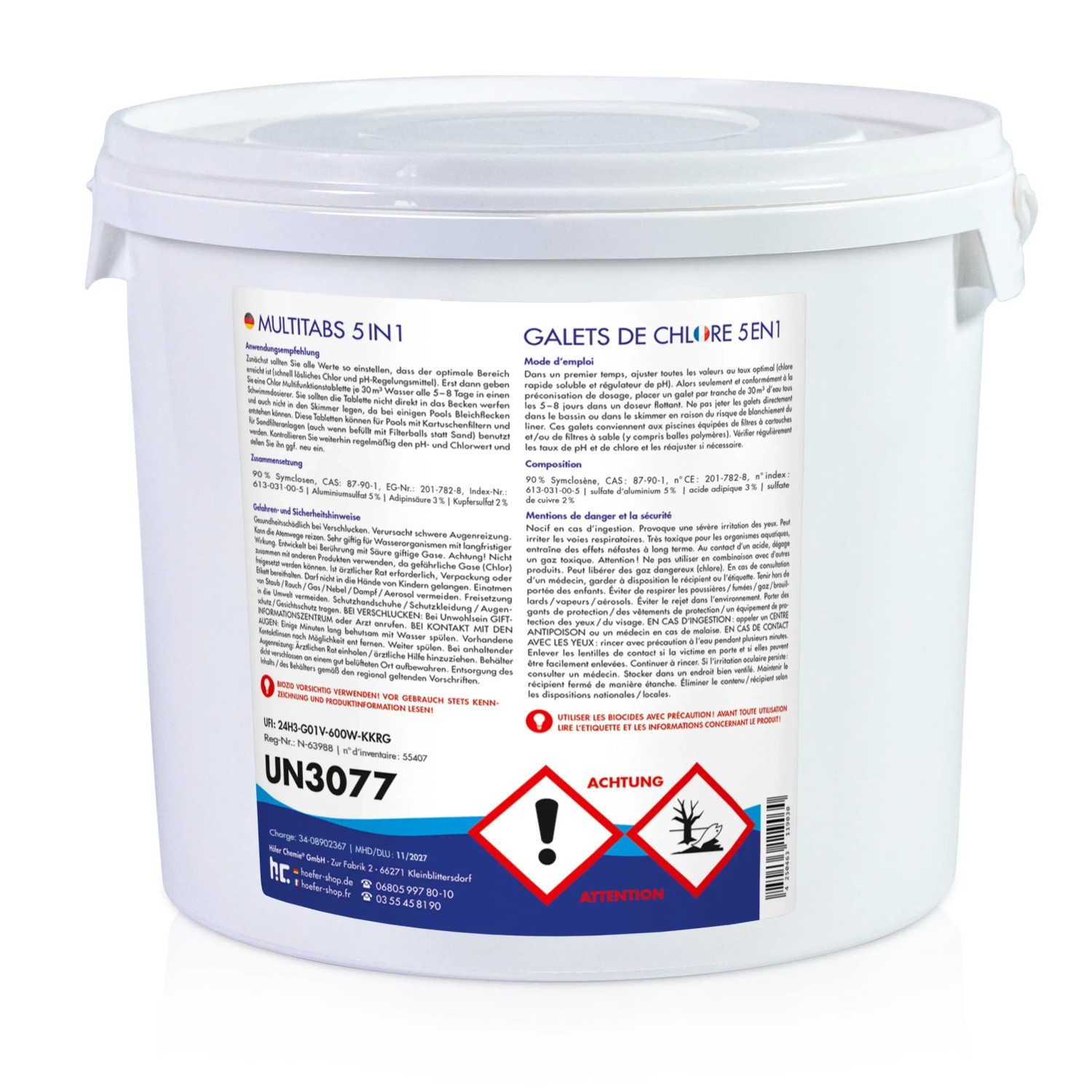 Eimer Bayzid Multitabs 200g 5in1 für Pools 5kg zur Poolpflege.