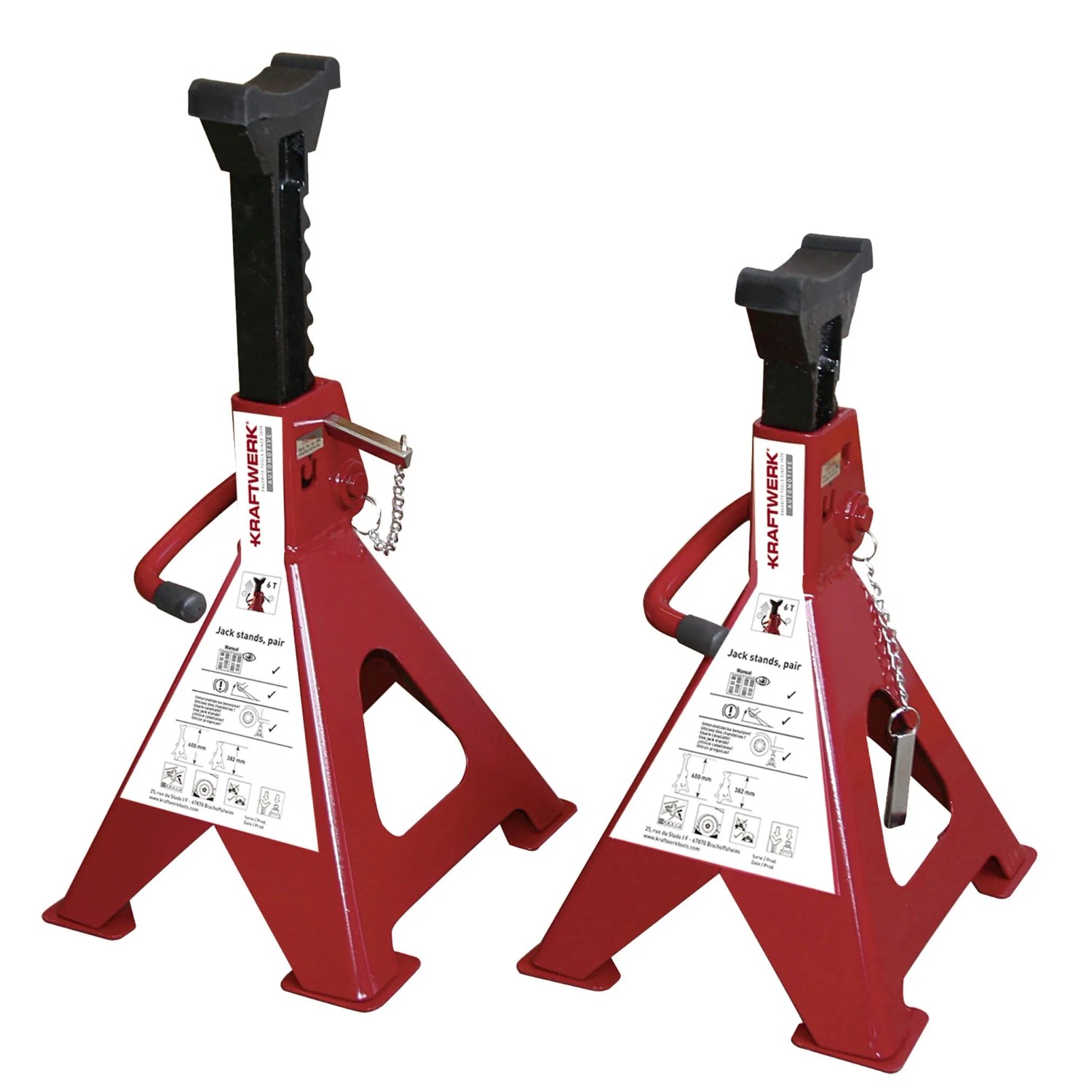 Kraftwerk Unterstellbock Paar 6 t 382-600 mm Rot-Schwarz