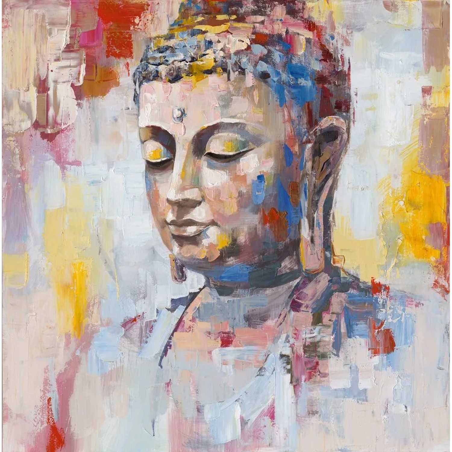 Art Universe Leinwandbild Farbreflektion Buddha 100 x 100 cm
