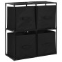 Schwarzer vidaXL Lagerschrank mit 4 Stoffkörben, Stahlrahmen, ideal für Büro und Zuhause.
