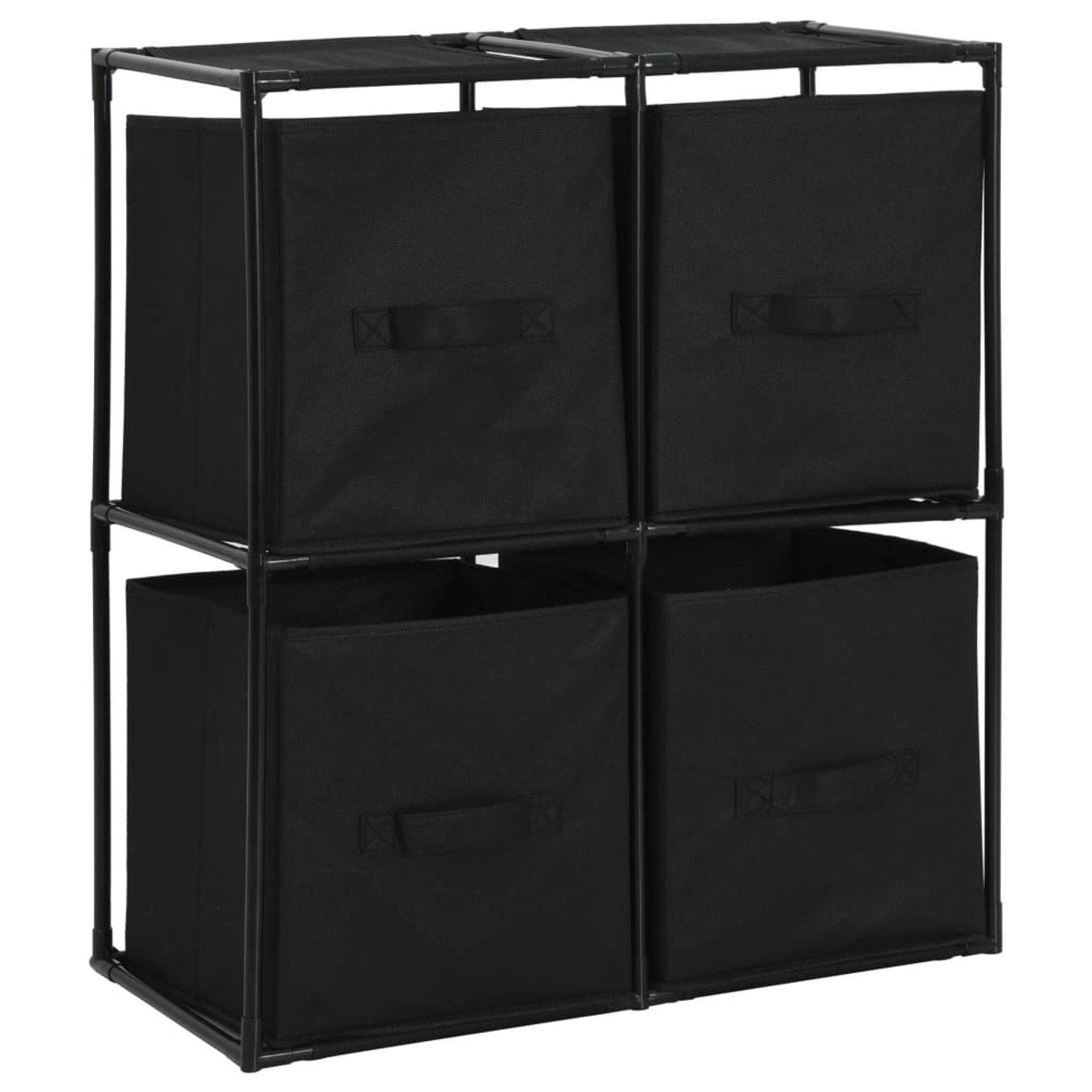 vidaXL Lagerschrank mit 4 Stoffkörben Schwarz 63×30×71 cm Stahl