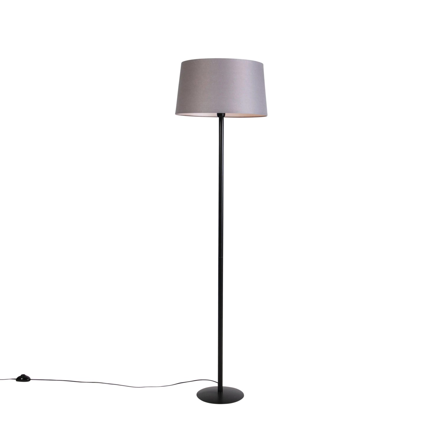 QAZQA Schwarze Stehlampe mit Leinenschirm Dunkelgrau 45 cm Simplo