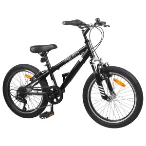 Schwarzes 20-Zoll-Mountainbike von vidaXL für Kinder (5-8 Jahre) mit 6 Gängen.