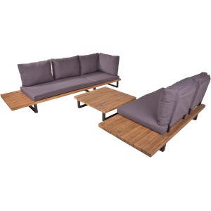 4-teilige Lounge-Gruppe Acapulco von Garden Pleasure aus Akazienholz mit anthrazitfarbenen Polstern.