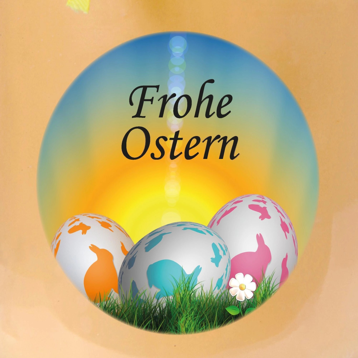 HS Candle Duftkerze Frohe Ostern mit Ostereiern und Vanille Duft, Ø7cm.
