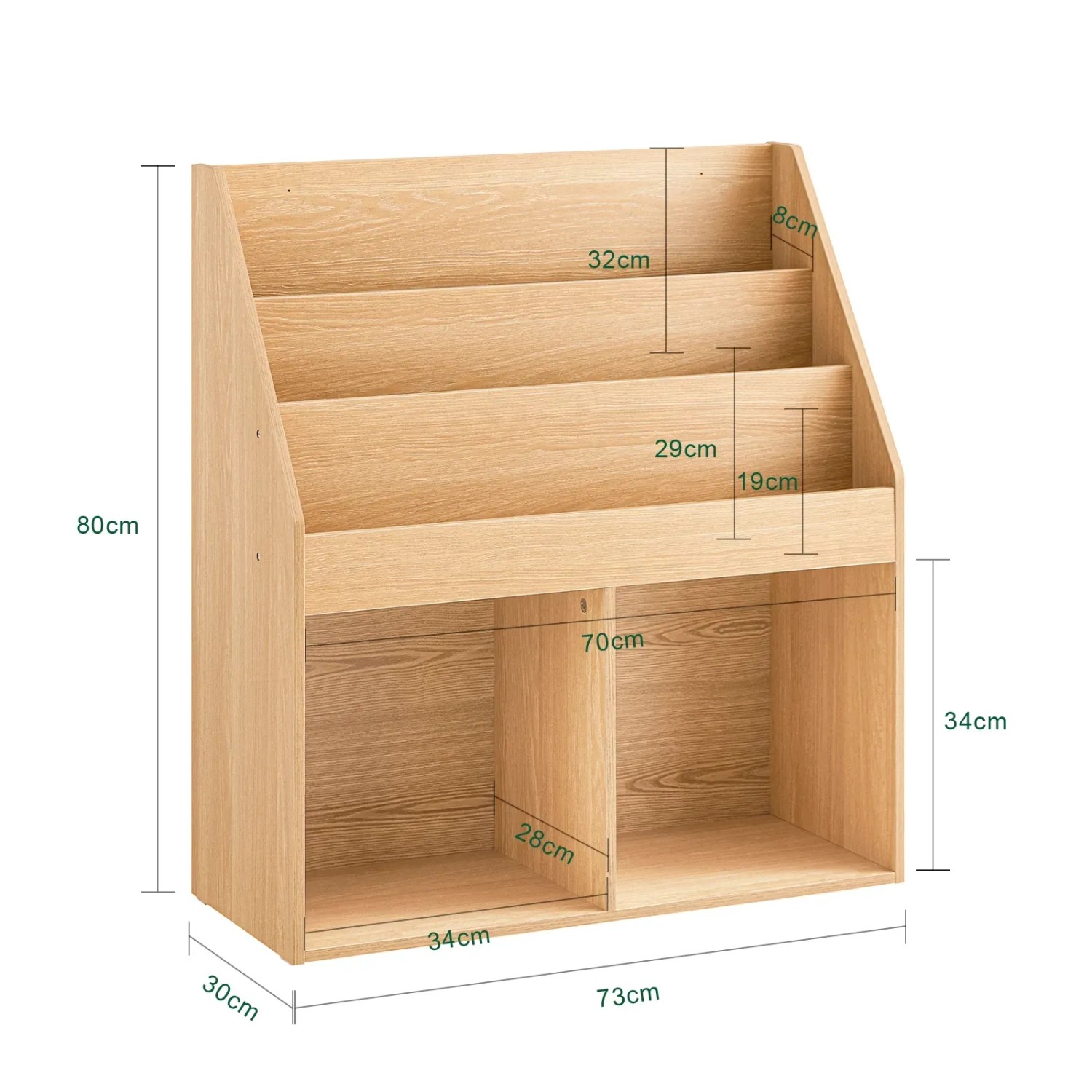 SoBuy Bücherregal Kinderregal mit 3 Ablagefächern und 2 Offenen Fächern KMB01-N_3