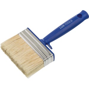 LUX Flächenstreicher Dispersion 100 mm mit blauem Griff und hellem Borstenkopf.