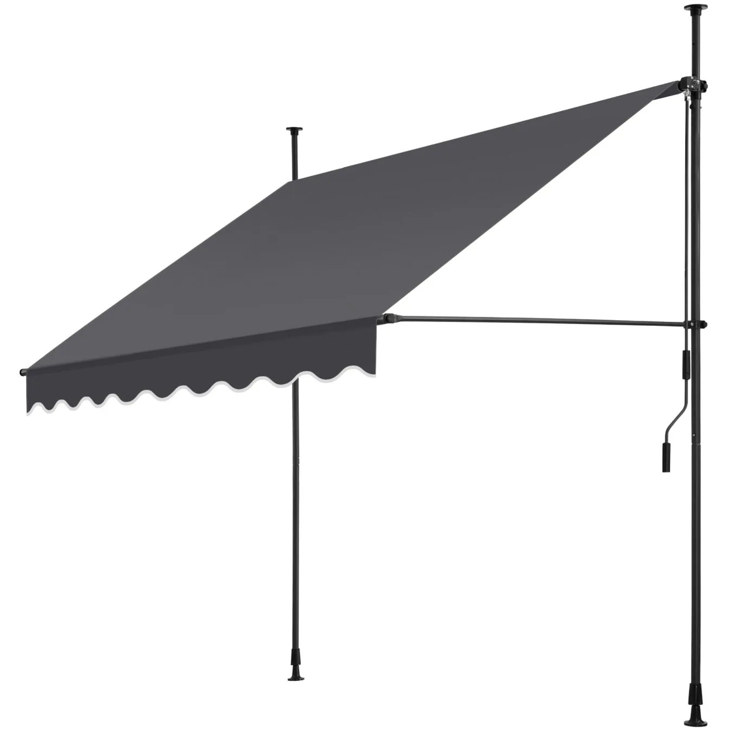 Tectake Klemmmarkise  Mit Handkurbel Uv Beständig 200 x 180 cm 180 x 200 x 304 cm Schwarz Grau