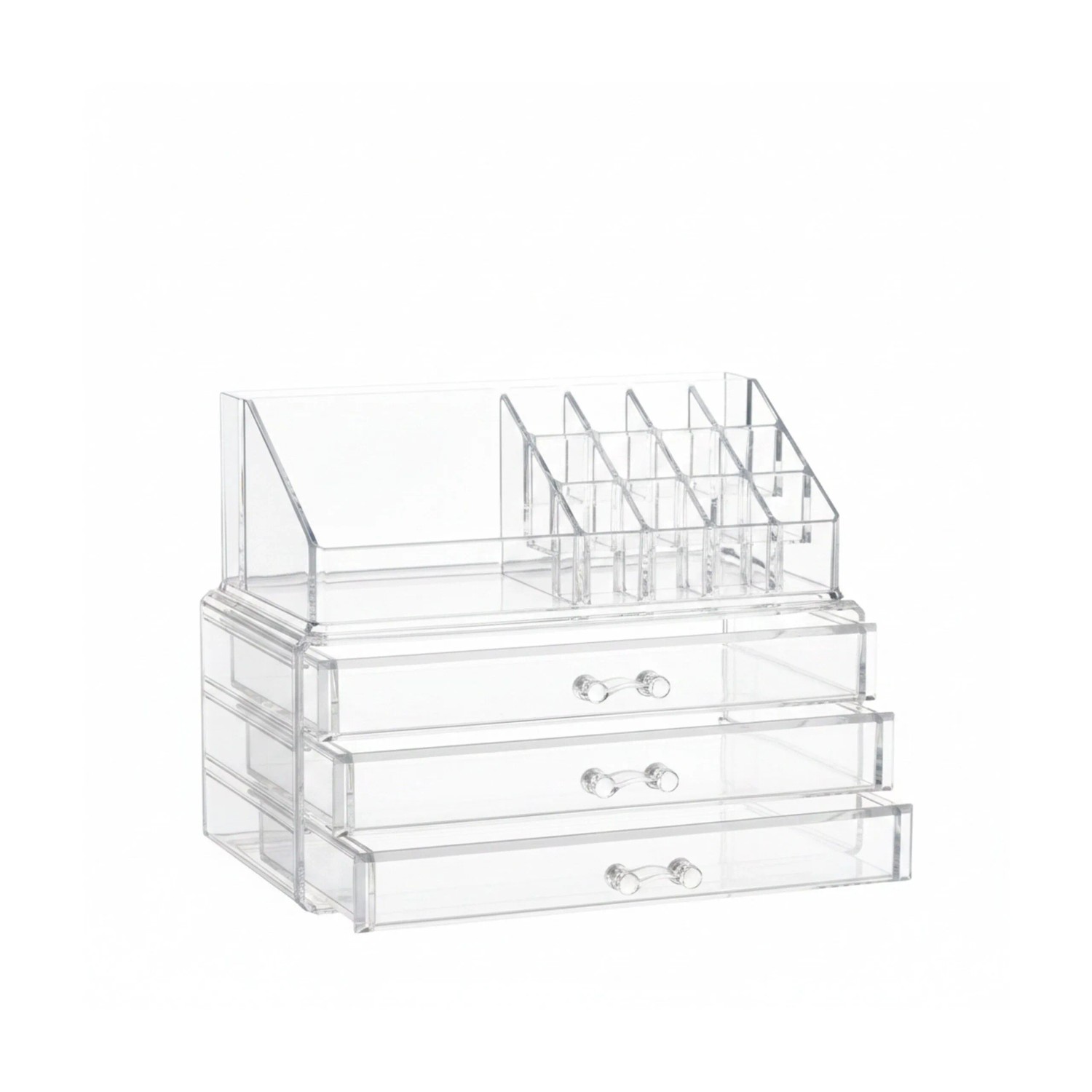 Relaxdays Make Up Organizer Acryl Transparent mit 3 Schubladen 19 cm x 23,5 cm x 14 cm 1,2 kg