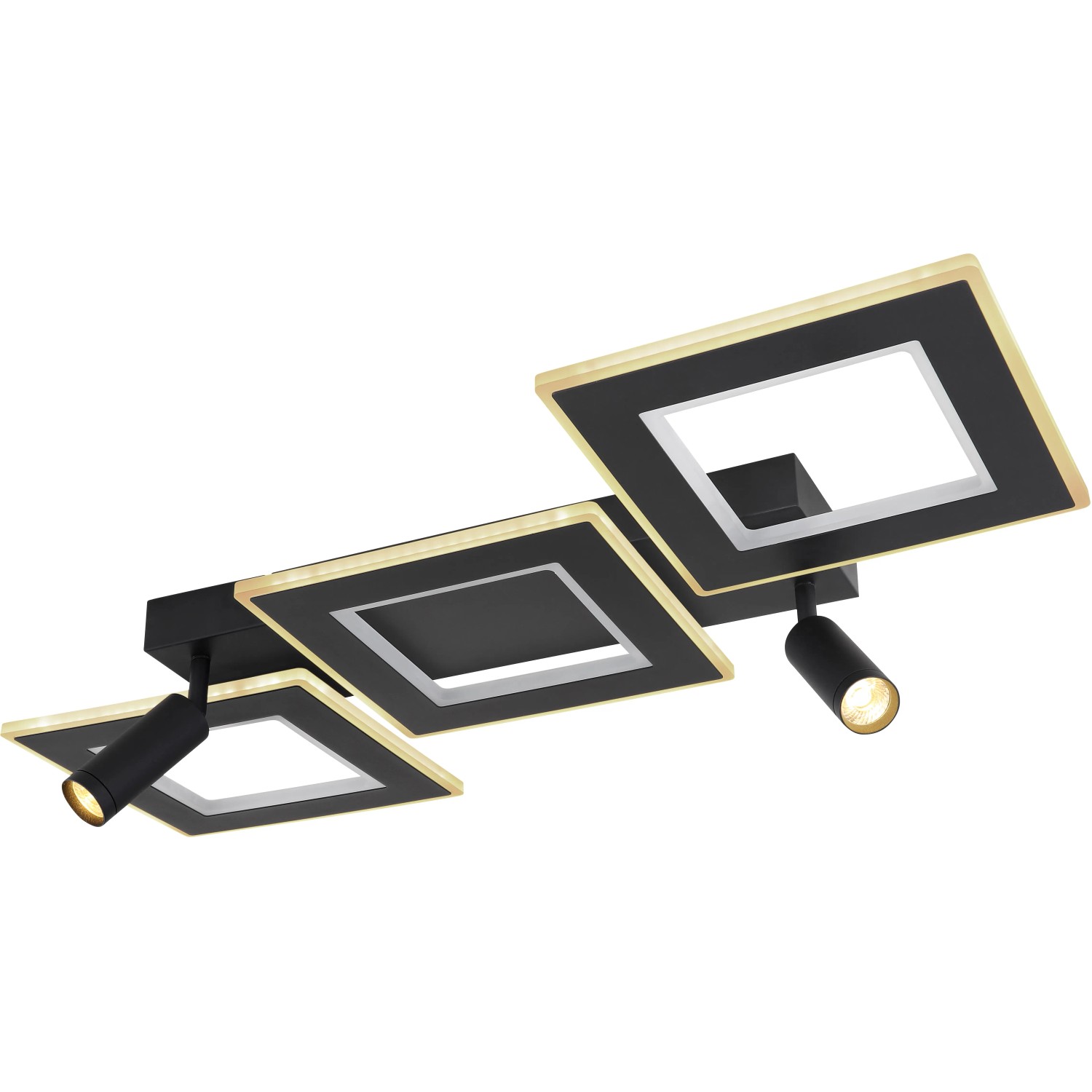 Moderne, dimmbare LED-Deckenleuchte Marian, 2-flammig, schwarz matt mit RGB-Farbwechsler.
