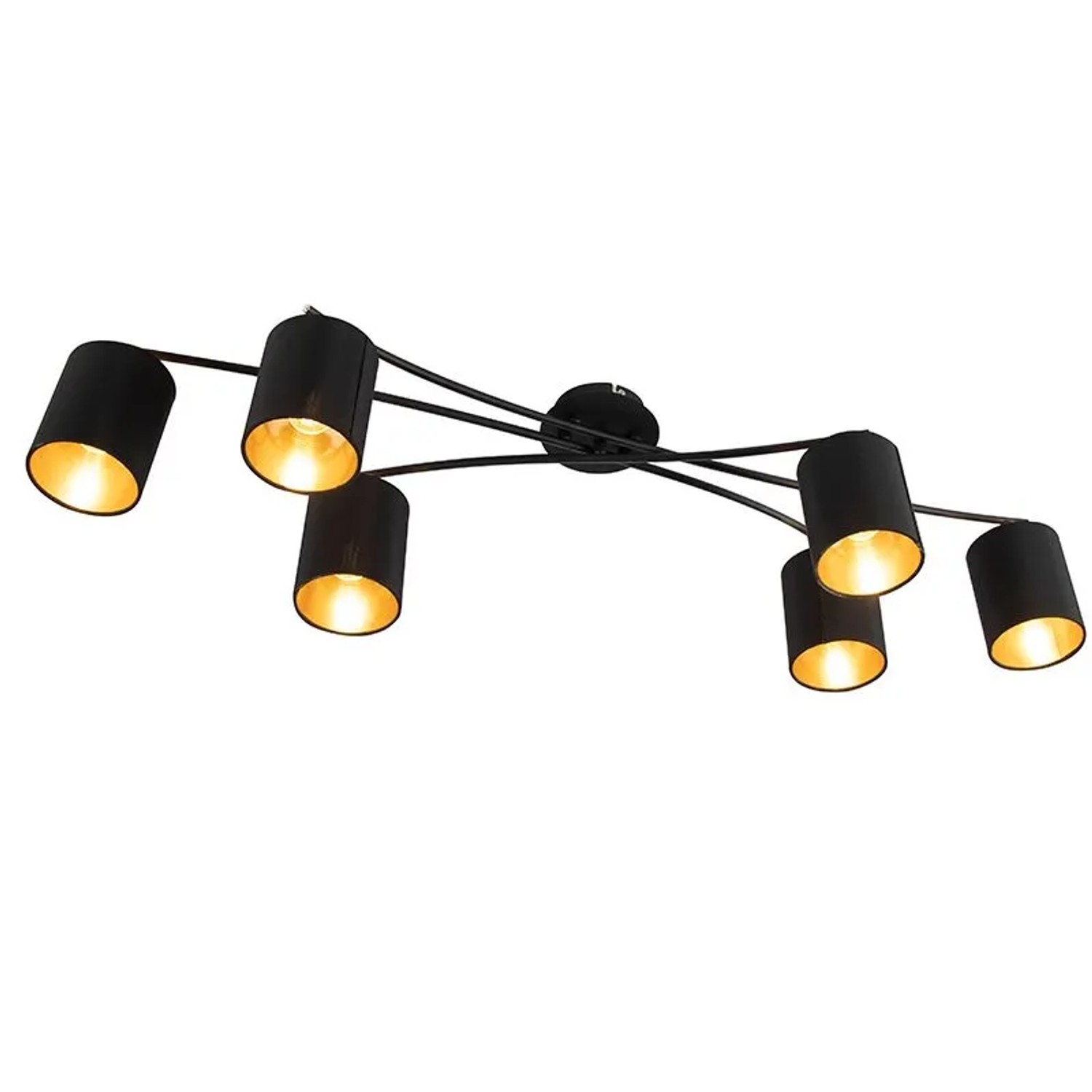 QAZQA Moderne Deckenleuchte Schwarz 6-Flammig Lofty