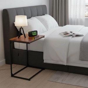 Relaxdays Beistelltisch Eisen MDF Schwarz Neigbar 66 cm x 55 cm x 35 cm 4,4 kg