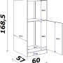 Skizze: Flex-Well Exclusiv Demi-Geräteumbauschrank Joelina, 60 cm, Weiß, mit Maßen. Vorratsschrank.