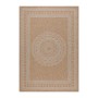 Beiger Ayyildiz Outdoor-Teppich Dhaka, 120x170 cm, mit Mandala-Muster. Wetterfest und ideal für Balkon und Terrasse.