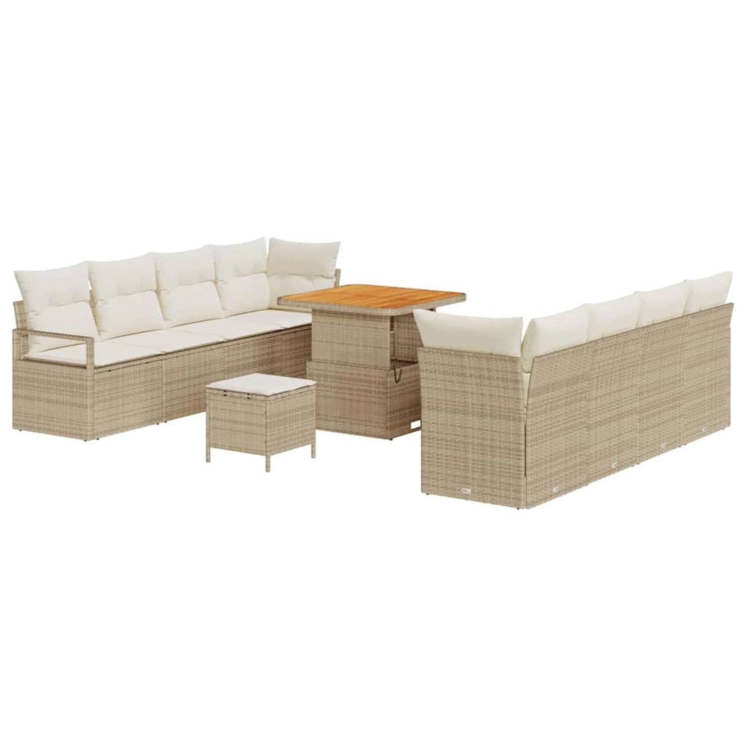 vidaXL 11-Teiliges Gartensofa-Set mit Kissen in Beige aus Poly Rattan und A günstig online kaufen