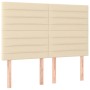 Cremefarbenes vidaXL Boxspringbett 140x190 cm mit Stoffbezug und Kopfteil.