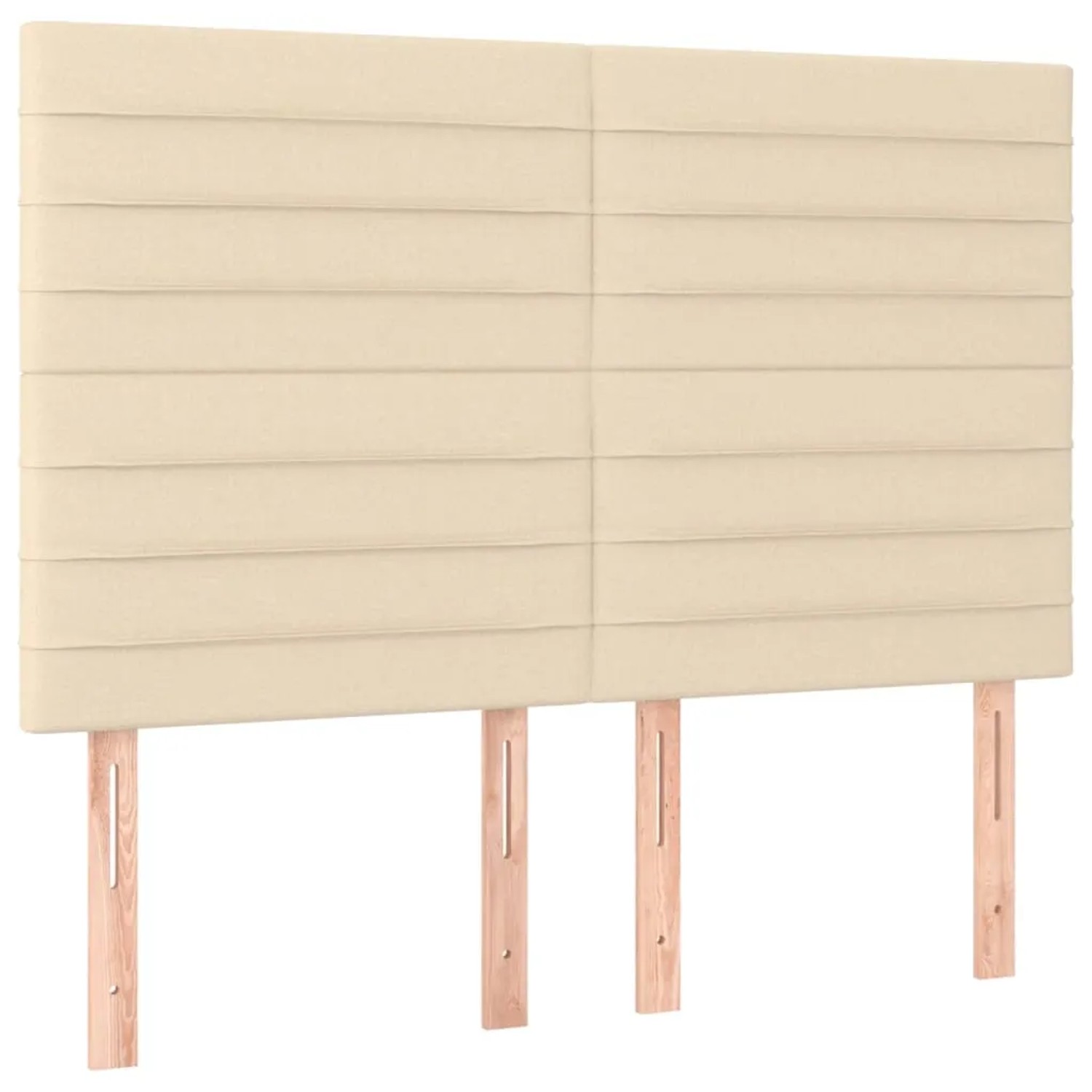 Cremefarbenes vidaXL Boxspringbett 140x190 cm mit Stoffbezug und Kopfteil.