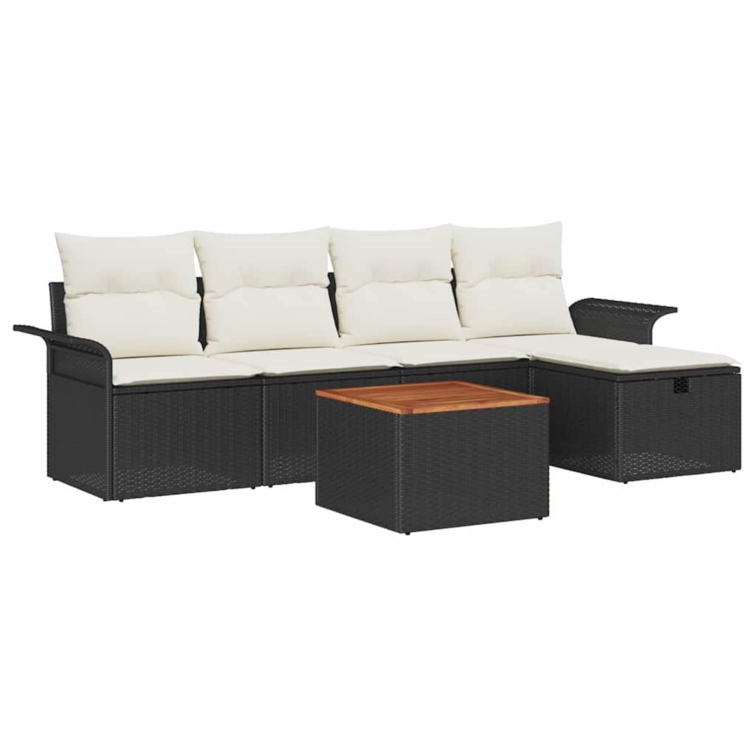 vidaXL Garten-Sofa-Set mit Speicher 6-Tlg Schwarz Poly Rattan 3359446 günstig online kaufen