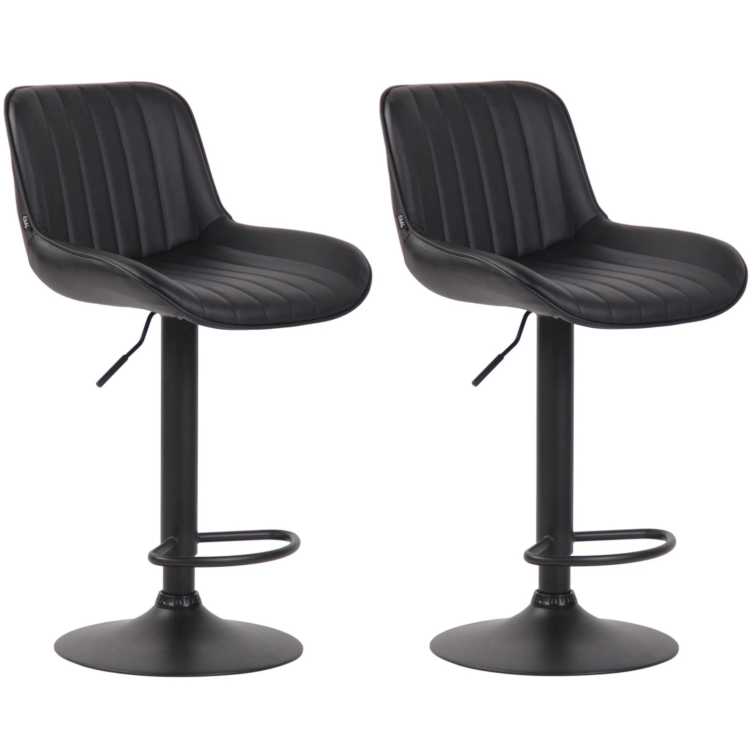 CLP 2er Set Barhocker Lentini Kunstleder Schwarz/Schwarz