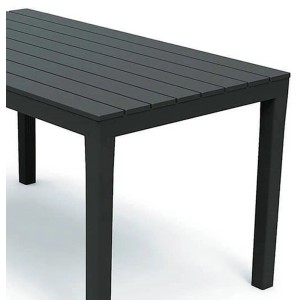 Rechteckiger, anthrazitfarbener Mojawo Bistrotisch aus Kunststoff für Garten, Balkon oder Terrasse.