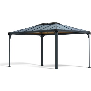 Palram Canopia Martinique Pavillon 3x4.3m in Anthrazit mit LED-Set für den Garten.