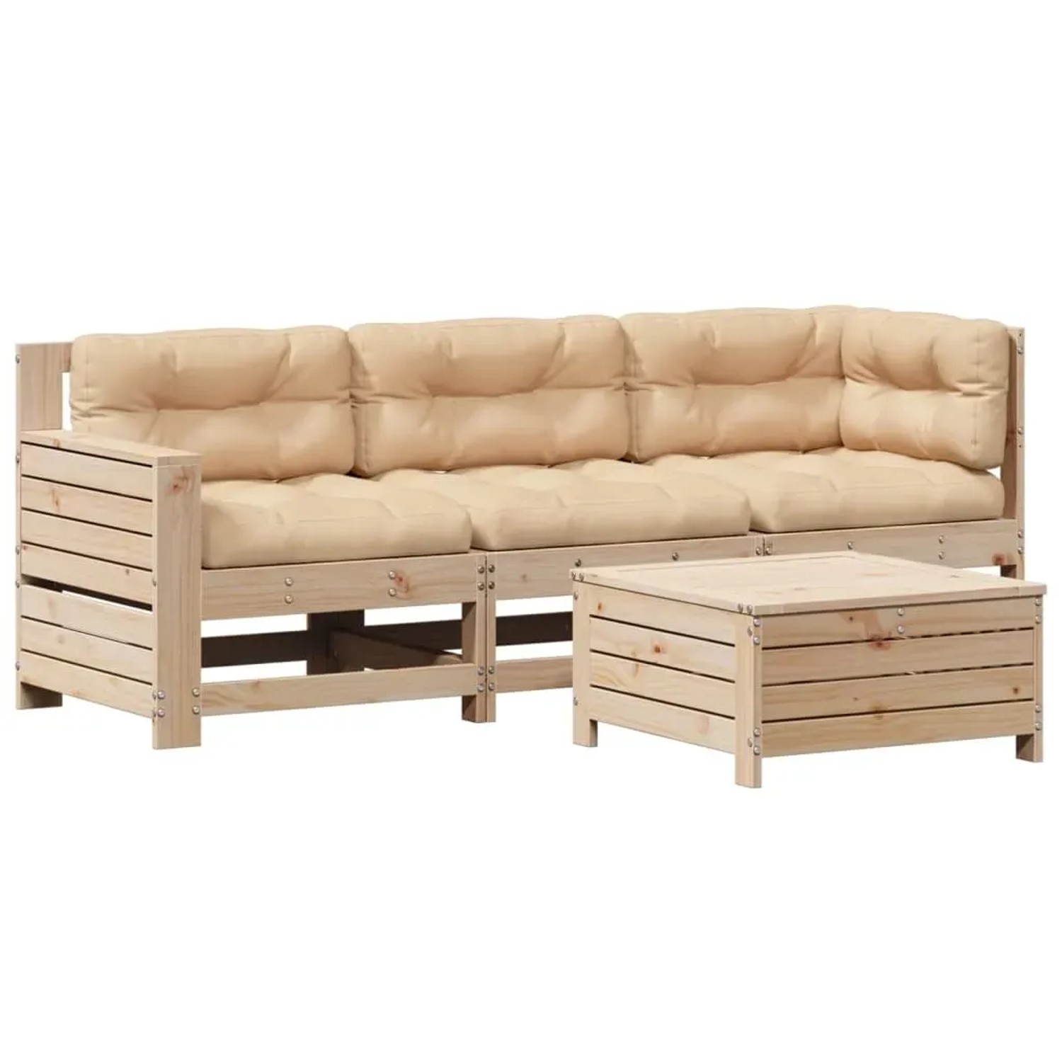 vidaXL 4-Tlg Garten-Lounge-Set mit Kissen Massivholz Kiefer 3250772 günstig online kaufen