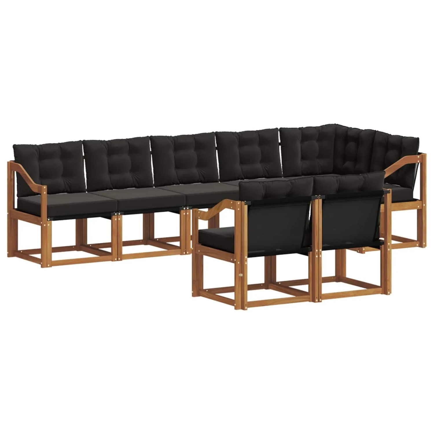 vidaXL Outdoor-Sofagarnitur mit Kissen 8-Tlg Natur und Schwarz 3368795