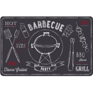 d-c-fix Tischset Barbecue Schiefer oval, Motiv mit Grill, Zange, Spieß und Grillhandschuh.