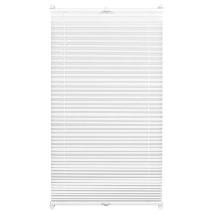 Weißes Gardinia EasyFix Plissee 75x130 cm mit zwei Bedienschienen für Fenster.